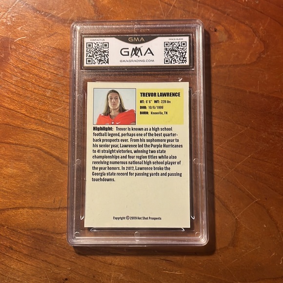 Trevor Lawrence 2018 Hot Shot Prospects RC Rookie GMA Grading GEM MINT 10 !!! - Picture 2 of 5